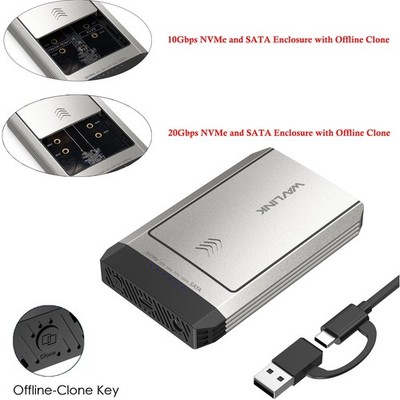 8TB M.2 SSD Dual-Bay Enclosure with Offline Clone NVMe and SATA/AHCI Cloning