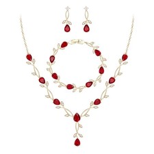 Cubic Zirconia Pearl Leaf Bridal Jewelry Set - Elegant Wedding Accessories for W