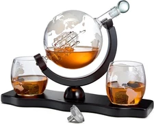 Gifts for Men Dad, Whiskey Decanter Globe Set with Ball & Glasses, Anniversary B