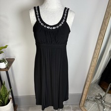Signature by Sangria Womens 4 Black Dress Cocktail Party Embellished Spandex