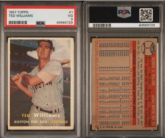 1957 Topps - Ted Williams #1 PSA 3 view 3