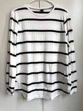 Brand new women's fleece long sleeves black and white striped sweatshirt Fall