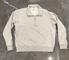 Buck Mason WELTERWEIGHT QUARTER ZIP Large Grey Cotton Long Sleeve Pullover
