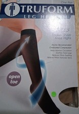 Truform Women s 15-20 BeigeSheer Knee High Compression Stockings, Open Toe,Small