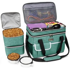 Dog Travel Bag for Supplies - Double-Layer Airline Approved Weekend Pet Trave...