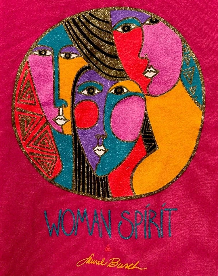 Sudadera Vintage Laurel Burch XL Rosa Cuello Redondo Mujer Espíritu Gráfico Vellón Foto 2 de 4