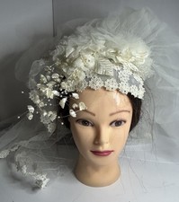 Vintage Cap White Wedding Bridal Veil 80s
