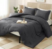King Comforter Set Grey, Comforters King Size 3 Pieces Bedding Comforters Set...