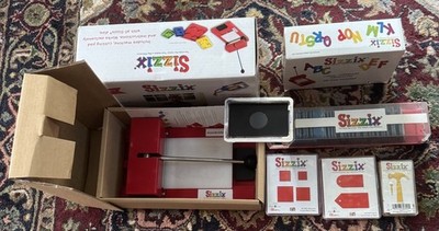 Sizzix Lot - Big Red Die Cutter Machine, System Converter, Alphabet Fonts +