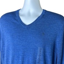 POLO Ralph Lauren Men  s S V-Neck Merino Wool Sweater Blue Heather NEW 138