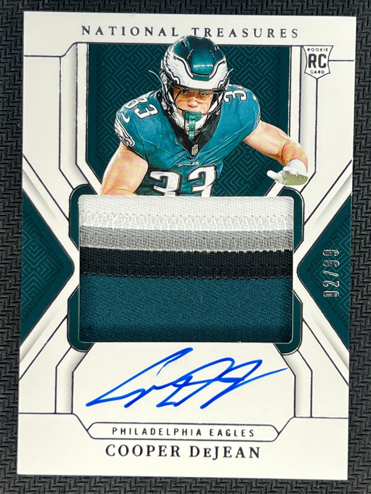 2024 National Treasures #194 Cooper DeJean RC Rookie Patch Auto RPA Eagles 92/99