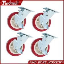 Findmall 4 Pcs Icon Caster Wheels W/ Side Brakes Swivel Caster Wheels 6" × 2"