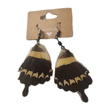 Butterfly Wing Pierced Earrings Lightweight Plastic Drop Dangle Design 2"