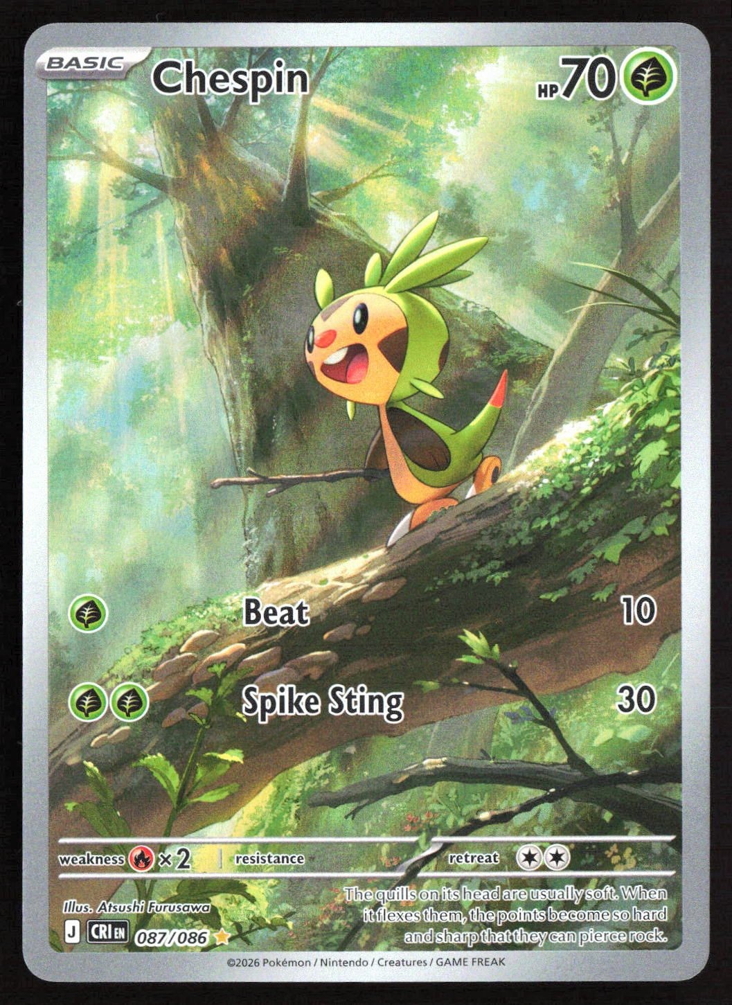 Pokemon Chespin Holo Chaos Rising 087/086 NM