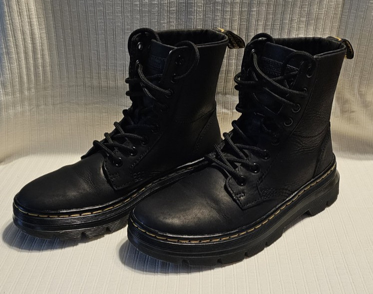 Dr Martens 1460 Smooth Black Leather Lace Up Boots Mens 5 Womens 6