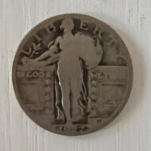 1927 Standing Liberty Quarter VG US coin 25c KM143
