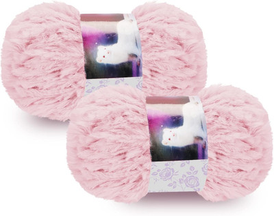 2x50G Rosa Kunstfell-Garn Handstrickgarne, Plüschgarn  Wolle Zum Häkeln, Handstr