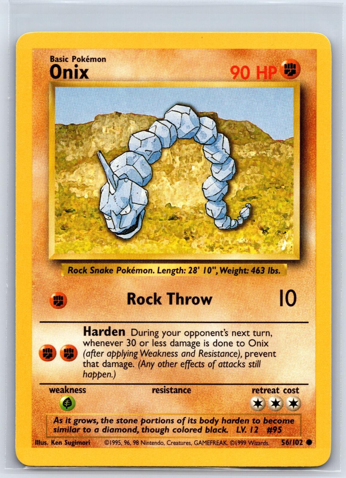 Onix 56/102 Common Base Set Unlimited Pokemon NM/M 610d-46