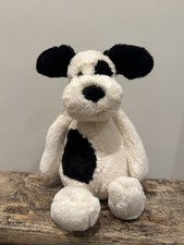 Jellycat Bashful Black Cream Puppy Dog Soft Plush Stuffed Animal 12"