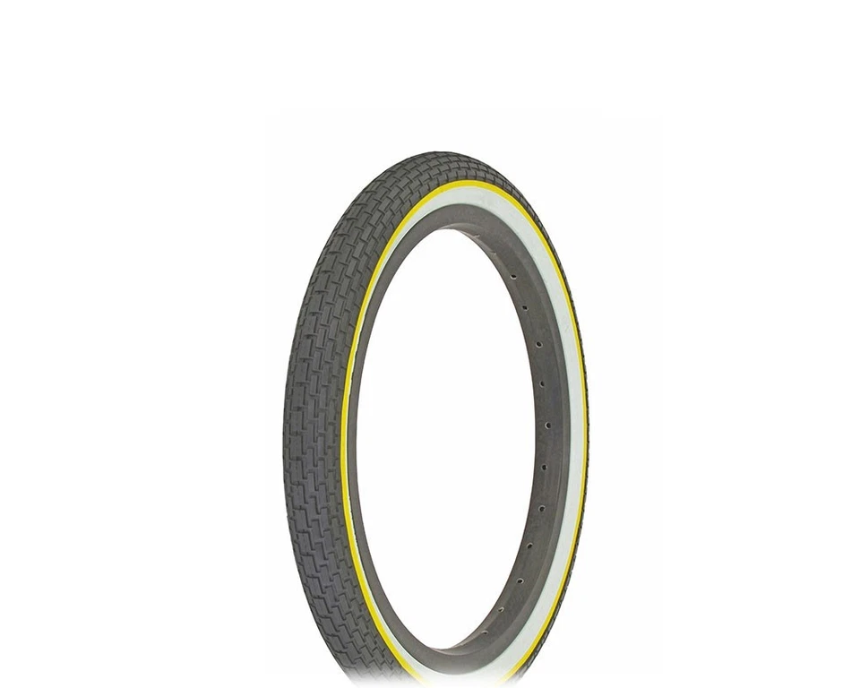 PAR Neumáticos de Bicicleta Duro Brick Cruiser Lowrider 16 x 1.75 Negro Blanco Pared Línea Roja Foto 2 de 2