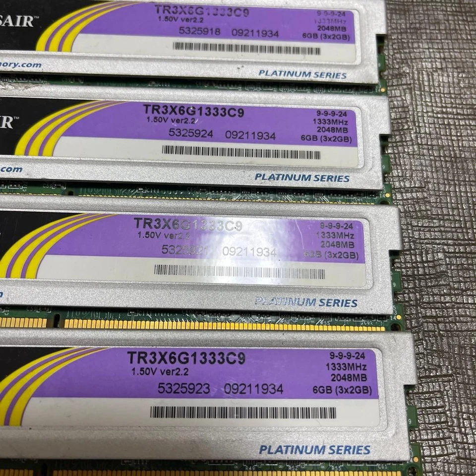CORSAIR DDR3 6GB (3GBx2) Memory Modules 4-Pack Used PC RAM Used/Tested - Image 2 of 3