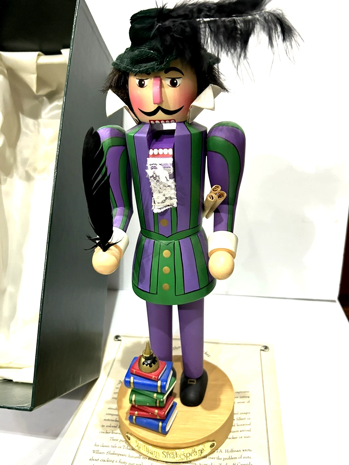 Zemlin Wooden Hand Painted Nutcracker 14" Shakespeare Author Series - Box- COA