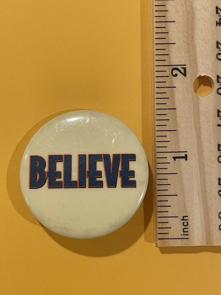 Vintage New York Mets Button Pin Believe Slogan G - Image 2 of 3