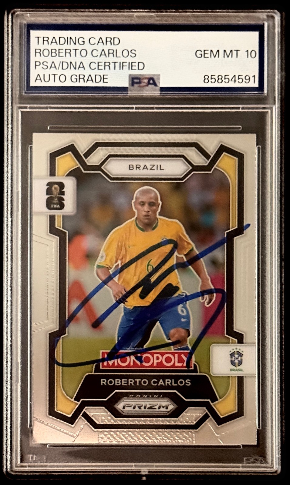 2026 Panini Monopoly Prizm FIFA World Cup 26 Roberto Carlos #17 PSA AUTH AUTO 10