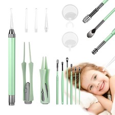 15 Pack Ear Wax Removal Tool Kit with LED Light Green Ear Cleaning Set