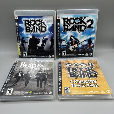 PS3 Game Lot of 4 Rock Band 1 & 2, Beatles & Country Track Pack Complete