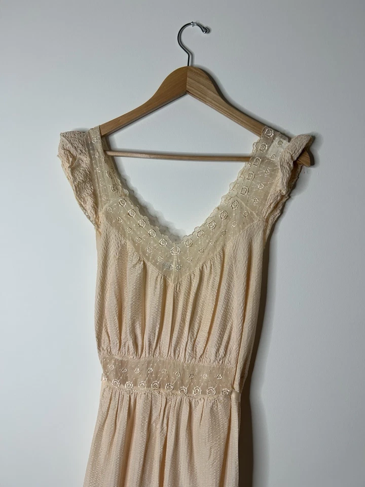 Vintage 1940’s Slip Dress Feminino Rosa Renda Bodie Babado Lingerie Manga Íntima - Imagem 2 de 4