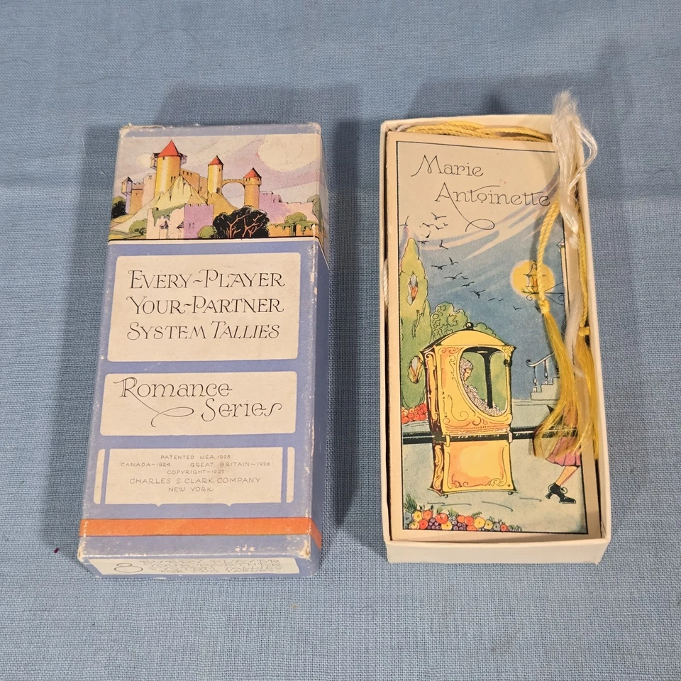 Vtg 1920s Art Deco Romance 8 Fairytale Castle Bridge Card Tallies Romeo Juliet - Image 2 of 4