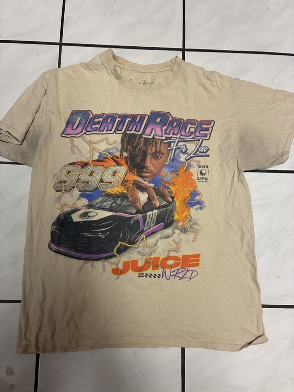 Juice Wrld Death Race For Love Graphic T-Shirt Mens Large Tan 999 Rap Tee 12503