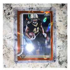 2025 Topps Chrome Football Alvin Kamara Saints Orange Autograph /25