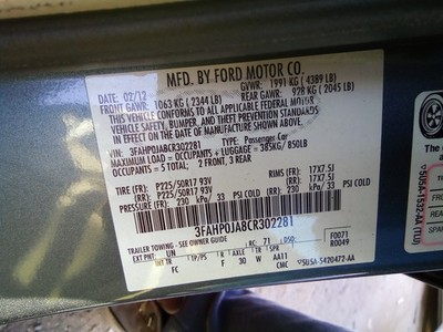 2012 Ford Fusion 2.5L Engine Motor 4cyl OEM 100K Miles - LKQ315638464