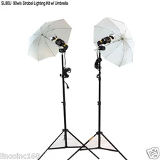 80w/s Studio Lighting Strobe Flash Light Kit w/ Umbrella Britek Lighting Kit