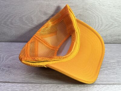 UPSIDE DOWN HAPPY FACE YELLOW HAT 5 PANEL HIGH CROWN TRUCKER