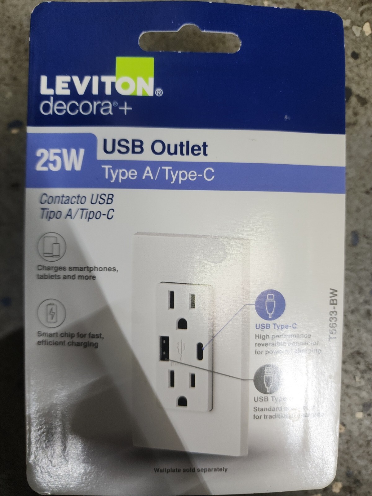Leviton T5633 W 15 Amp Type A And C Usb Charger Tamper Resistant Outlet 