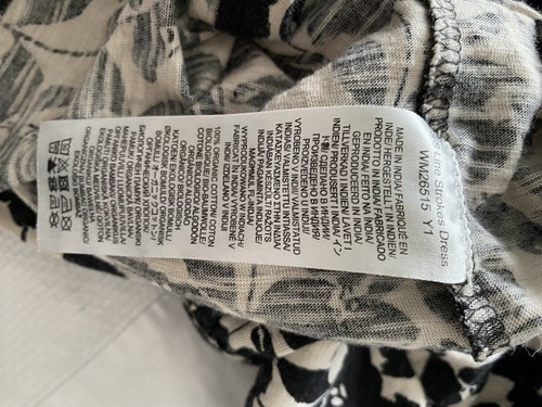 Seasalt Line Strokes Midi Dress Black & Cream Sz 10 Short Sleeve Organic Cotton - Picture 8 of 10