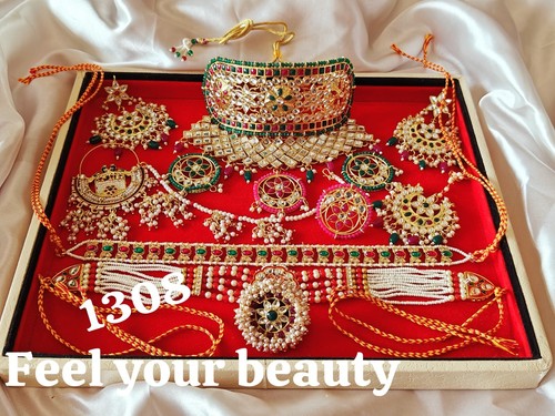Rajasthani Bollywood Choker Jewelry Set Arabic Kundan Weddig Pride Traditional - Picture 2 of 4