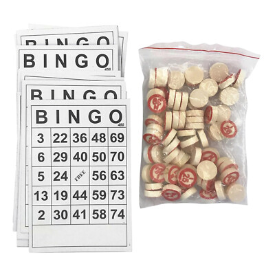 40 Stück Bingo Spielkarten 75 Zahlen Chips Familie Aktivität Spielzeug Brettspiel
