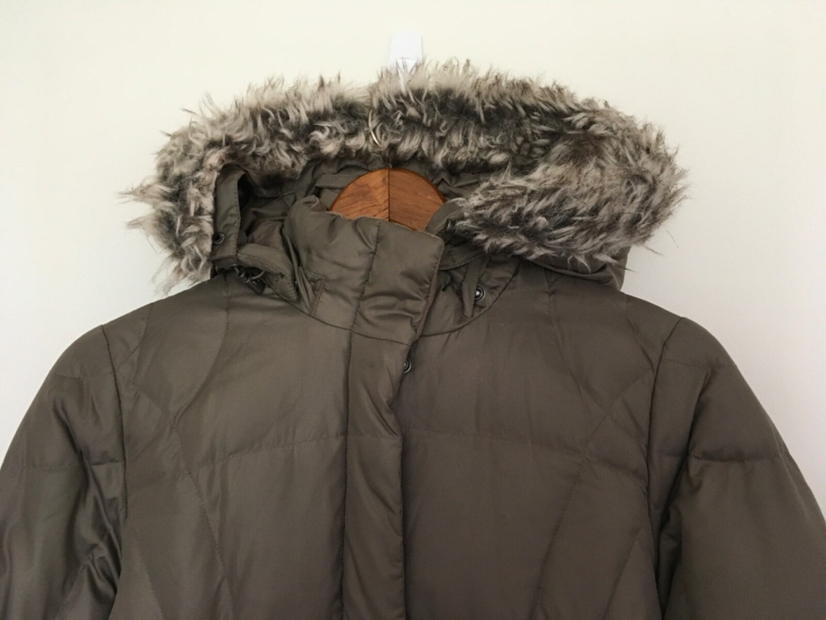 Eddie Bauer 7494 Lodge Down Puffer Parka Coat Faux Fur Lined