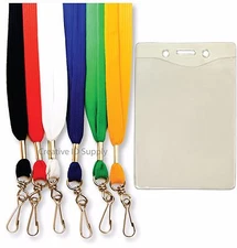 10 pcs FLAT NECK STRAP ID LANYARD + 10 pcs BADGE ID HOLDER NAME BADGE COMBO SET