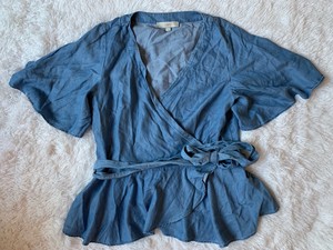 loft chambray wrap top