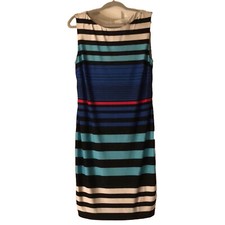     Cache Blue White Stripe Knee Length Sleeveless Dress Size 8