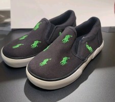 NEW Polo Ralph Lauren Polo Boys Canvas Shoes School Sneakers Slip On Bal Harbor