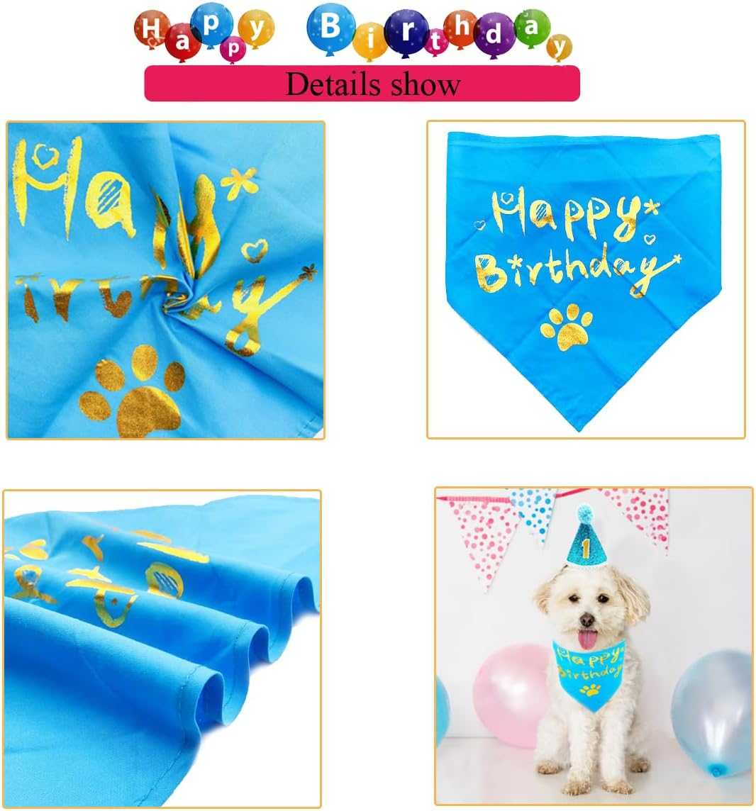 Dog 1St Birthday Hat Bandana Bowtie for Girls Boys Small Medium Dogs