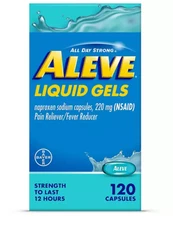 Aleve Liquid Gels Pain Reliever Naproxen Sodium Capsules 120 ct. (FREE SHIPPING)