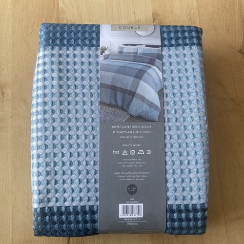 Scandi Shore Harley Waffle Check Duvet Set - Double 200x200cm - Picture 4 of 5