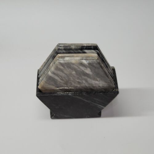 Solid Marble Drink Coasters With Holder For Coffee Table, Absorbent Coaster - Picture 3 of 6